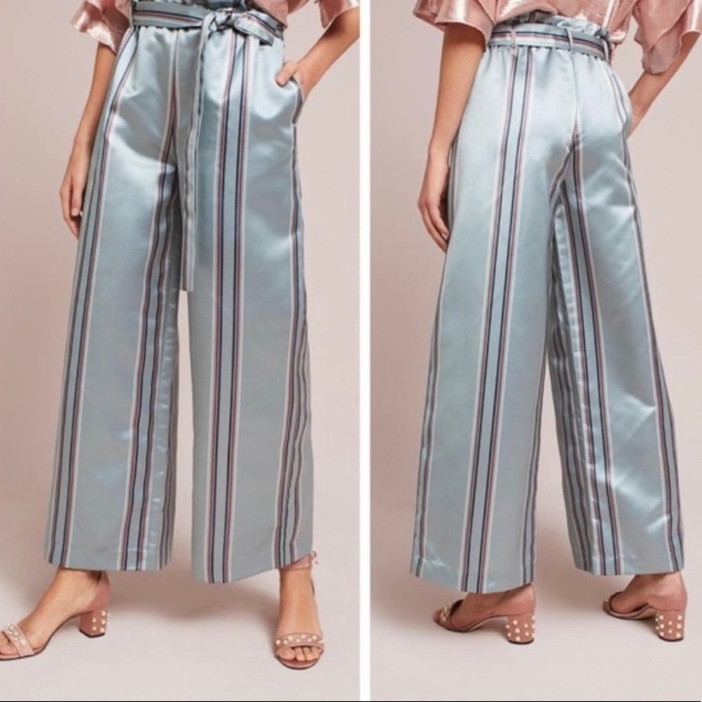 Anthropologie Satin Wide-leg Palazzo Pants
